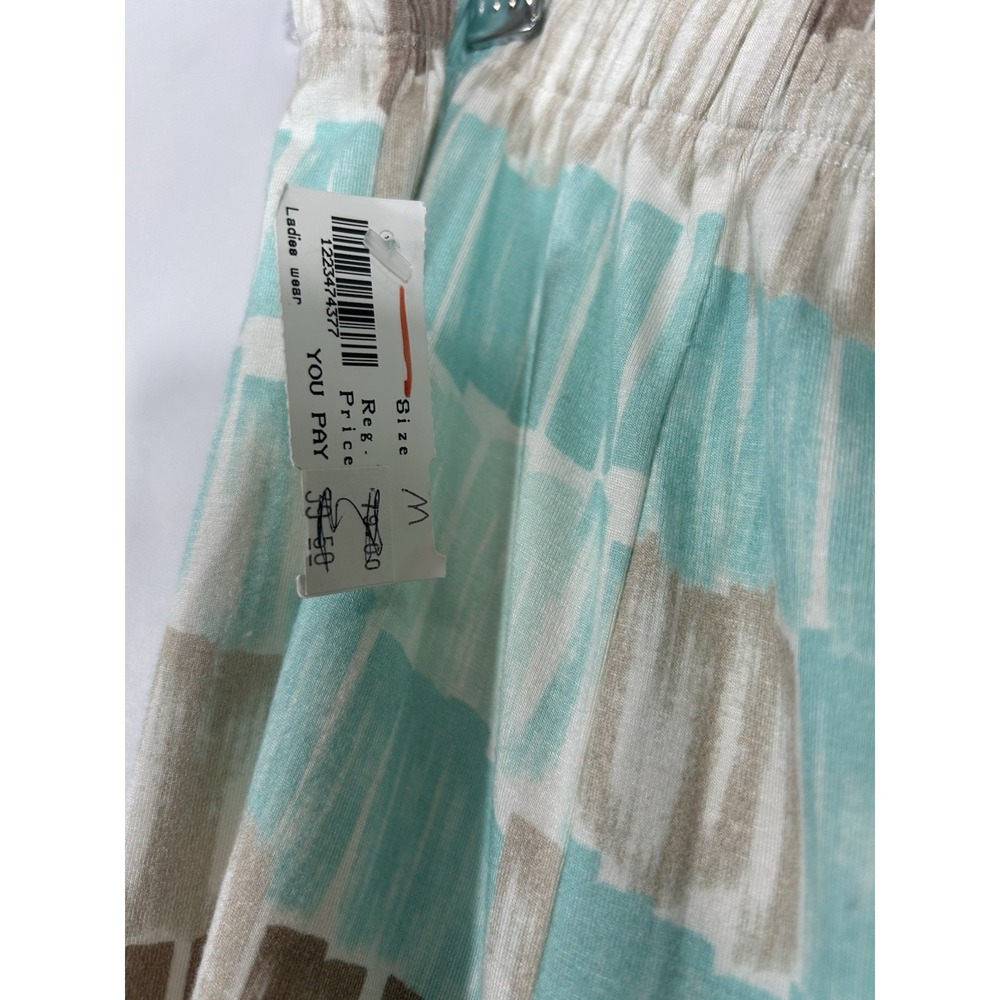 Multiples Women's Jersey Knit Maxi Skirt Size M Blue Brown Geo 90s Boho Feminine - Picture 9 of 13